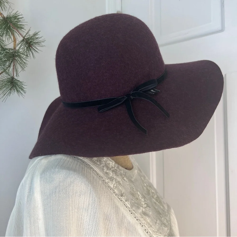 Grace Hats Plum Purple 100% Wool Floppy Wide Brim Hat with Black Ribbon …